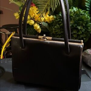 Classic Black Leather Top-Handle Women's Bag